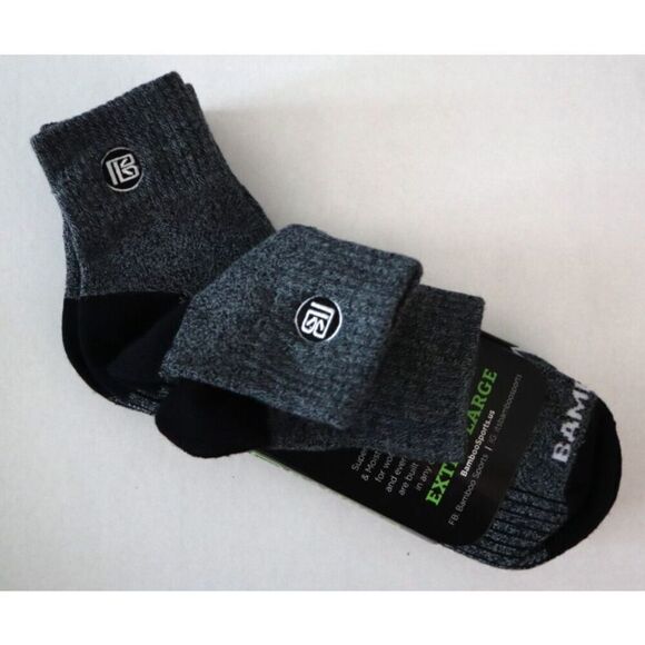 Bamboo Sports Men's Sz XL Gray Heather Premium Bamboo Quarter High Crew Socks - Picture 4 of 4